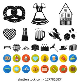 Oktober festival in Munich black,flat icons in set collection for design.Tradition and fun vector symbol stock web illustration.