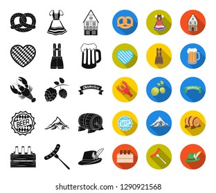 Oktober festival in Munich black,flat icons in set collection for design.Tradition and fun vector symbol stock web illustration.