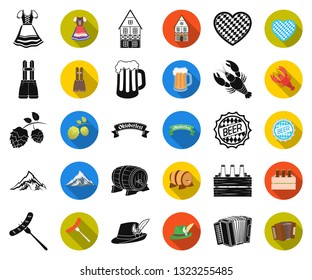 Oktober festival in Munich black,flat icons in set collection for design.Tradition and fun vector symbol stock web illustration.