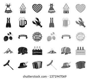 Oktober festival in Munich black.mono icons in set collection for design.Tradition and fun vector symbol stock web illustration.