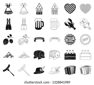 Oktober festival in Munich black,outline icons in set collection for design.Tradition and fun vector symbol stock web illustration.