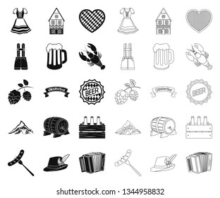 Oktober festival in Munich black,outline icons in set collection for design.Tradition and fun vector symbol stock web illustration.