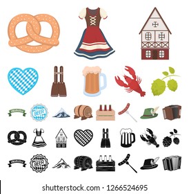 Oktober festival in Munich cartoon, black icons in set collection for design.Tradition and fun vector symbol stock web illustration.