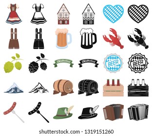 Oktober festival in Munich cartoon,black icons in set collection for design.Tradition and fun vector symbol stock web illustration.