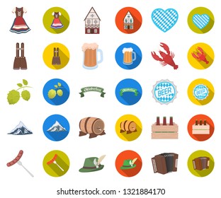 Oktober festival in Munich cartoon,flat icons in set collection for design.Tradition and fun vector symbol stock web illustration.