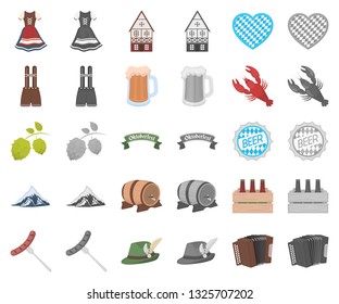 Oktober festival in Munich cartoon,monochrom icons in set collection for design.Tradition and fun vector symbol stock web illustration.