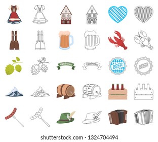 Oktober festival in Munich cartoon,outline icons in set collection for design.Tradition and fun vector symbol stock web illustration.