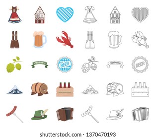 Oktober festival in Munich cartoon,outline icons in set collection for design.Tradition and fun vector symbol stock web illustration.