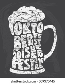 Oktoberfest 2015 beer festival. Handmade Typographic Art for Poster Print Greeting Card T shirt apparel design, hand crafted vector illustration.