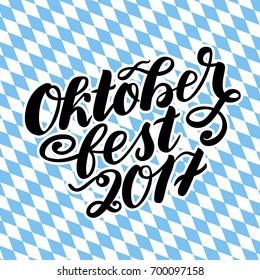 Oktoberfest 2017 hand drawn lettering. Vector lettering illustration isolated on white. Template for Traditional German Oktoberfest bier festival