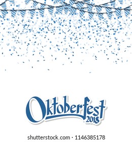 Oktoberfest 2018 garlands having blue-white checkered pattern and blue confetti