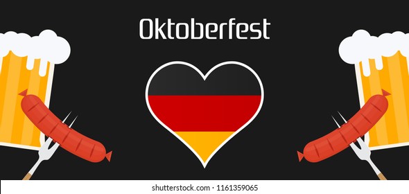 Oktoberfest 2018 holiday beer illustration background. Bavarian munich decoration event festive German isolated white. Glass carnival invitation vector party template. Autumn fest poster banner