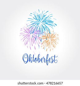 Oktoberfest. 20212 Festive Autumn October beer Bavarian festival background. Fireworks Vector invitation. Octoberfest, beer, beer festival german beer, Germany family festival sign October fest event