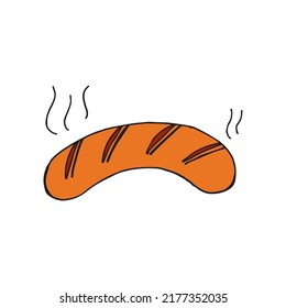 Oktoberfest 2022 - Beer Festival. Hand-drawn Doodle bavarian sausage on a white background. German Traditional holiday. 