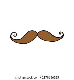 Oktoberfest 2022 - Beer Festival. Hand-drawn Doodle Brown Moustache On A White Background. German Traditional Holiday. 