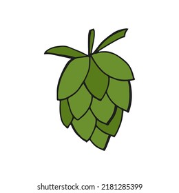 Oktoberfest 2022 - Beer Festival. Hand-drawn Doodle green hops on a white background. German Traditional holiday. 