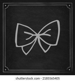 Oktoberfest 2022 - Beer Festival. Hand-drawn Doodle hair bow on a black chalk board. German Traditional holiday. 