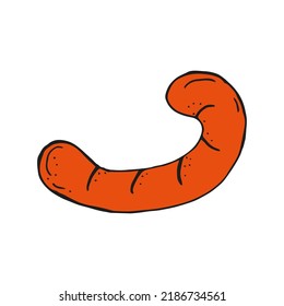 Oktoberfest 2022 - Beer Festival. Hand-drawn Doodle bavarian sausage on a white background. German Traditional holiday. 