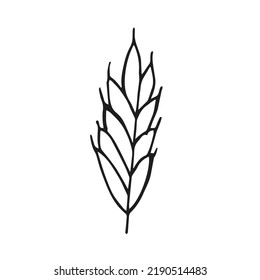 Oktoberfest 2022 - Beer Festival. Hand-drawn Doodle outline wheat ear on a white background. German Traditional holiday. 