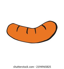 Oktoberfest 2022 - Beer Festival. Hand-drawn Doodle bavarian sausage on a white background. German Traditional holiday. 