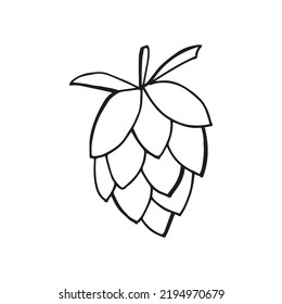 Oktoberfest 2022 - Beer Festival. Hand-drawn Doodle outline hops on a white background. German Traditional holiday. 