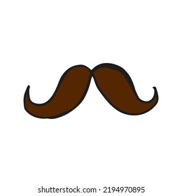 Oktoberfest 2022 - Beer Festival. Hand-drawn Doodle Brown Moustache On A White Background. German Traditional Holiday. 