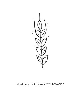 Oktoberfest 2022 - Beer Festival. Hand-drawn Doodle outline wheat ear on a white background. German Traditional holiday. 