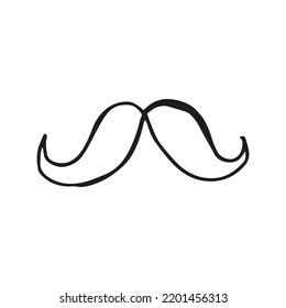 Oktoberfest 2022 - Beer Festival. Hand-drawn Doodle outline moustache on a white background. German Traditional holiday. 