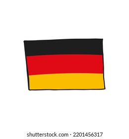 Oktoberfest 2022 - Beer Festival. Hand-drawn Doodle German flag on a white background. German Traditional holiday.