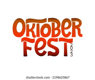 Oktoberfest 2023 handwritten text. Traditional bavarian beer festival lettering. Vector design for banner, print, poster, advertising, sticker, pin, t shirt.