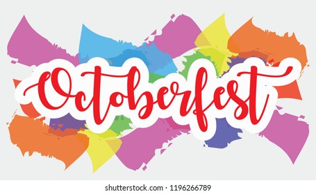 oktoberfest with abstract background Lettering  Handwritten  vector for greeting