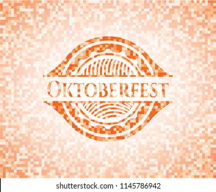 Oktoberfest abstract emblem, orange mosaic background