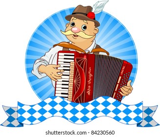 Oktoberfest Accordion Player  with stripe for text