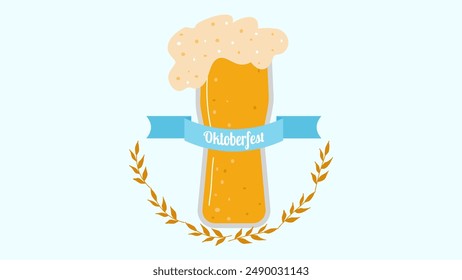 Oktoberfest annual beer festival in Germany banner. Popular cultural event in world. Second half of September beginning of October. Poster invitation template. Vector illustration.