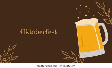 Oktoberfest annual beer festival in Germany banner. Popular cultural event in world. Second half of September beginning of October. Poster invitation template. Vector illustration.