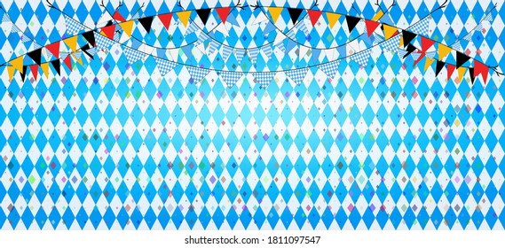 Oktoberfest background, Banner design for the German beer festival Oktoberfest with modern writing, in blue color and flag