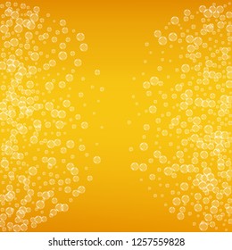 Oktoberfest background with beer. Cool white foam with bubbles and spray. October Bavarian festival. Fresh mug of beer for bar design. Realistic oktoberfest background for fest flyer and banner.