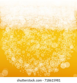 Oktoberfest background with beer. Cool white foam with bubbles and spray. October Bavarian festival. Fresh pint of lager for pub design. Realistic oktoberfest background for fest flyer and banner.