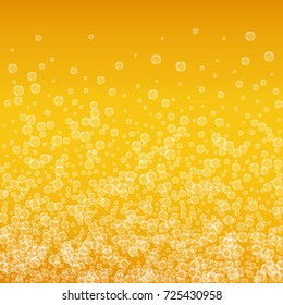 Oktoberfest background with beer. Cool white foam with bubbles and spray. October Bavarian festival. Fresh pint of lager for pub design. Realistic oktoberfest background for fest flyer and banner.
