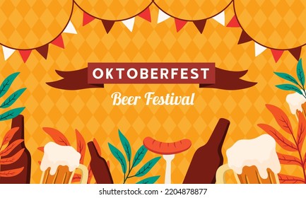 Fondo del Oktoberfest. Cartel del festival de cerveza Oktoberfest. Vector