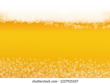 Oktoberfest background. Beer foam. Craft lager splash. pub menu design. Bavarian pint of ale with realistic white bubbles. Cool liquid drink for Yellow jug with oktoberfest.