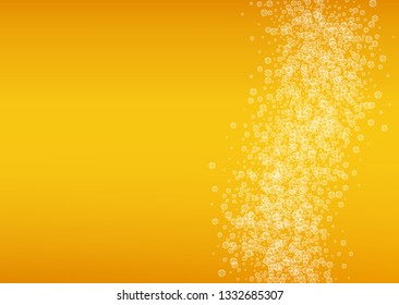 Oktoberfest background. Beer foam. Craft lager splash. restaurant banner template. Froth pint of ale with realistic white bubbles. Cool liquid drink for Orange mug with oktoberfest.