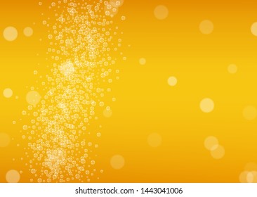 Oktoberfest background. Beer foam. Craft lager splash. restaurant menu concept. German pint of ale with realistic white bubbles. Cool liquid drink for Golden glass with oktoberfest.