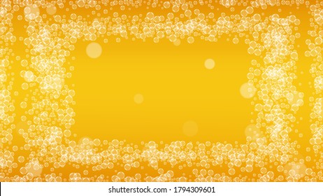 Oktoberfest background. Beer foam. Craft lager splash. restaurant menu layout. Bavarian pint of ale with realistic white bubbles. Cool liquid drink for Orange jug with oktoberfest.