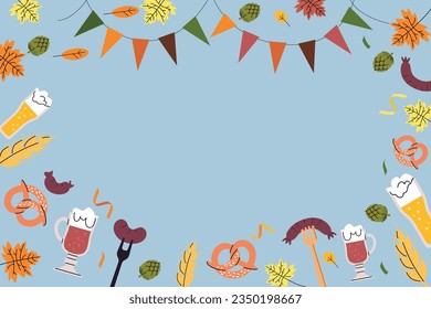 Oktoberfest background . Oktoberfest elements. Celebration the Oktoberfest Beer Festival. Fest Concept Flat Vector Illustration