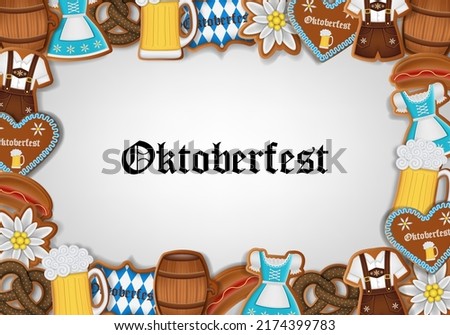 oktoberfest background with gingerbread cookies frame