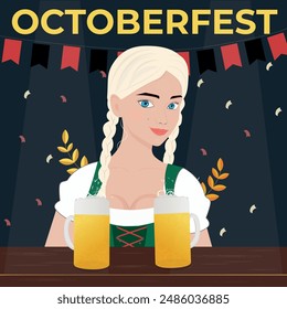 Oktoberfest Background. Happy Oktoberfest beer festival celebration. Oktoberfest Party, Poster, Banner, Invitation, Car