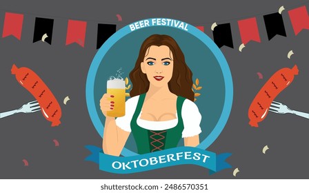 Oktoberfest Background. Happy Oktoberfest beer festival celebration. Oktoberfest Party, Poster, Banner, Invitation, Car