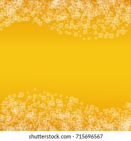 Oktoberfest background with light beer. Cool white foam with bubbles and spray. Fresh cup of beer for brewery design. Realistic oktoberfest background for festival design and invitation.