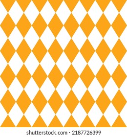 Fondo Oktoberfest con rombos naranja y blanco. Textura bávara de diamante. Patrón sin fisuras de Octoberfest. Impresión de ajuste de vacaciones. Papel de pared tradicional de Alemania. Ilustración de color del vector.